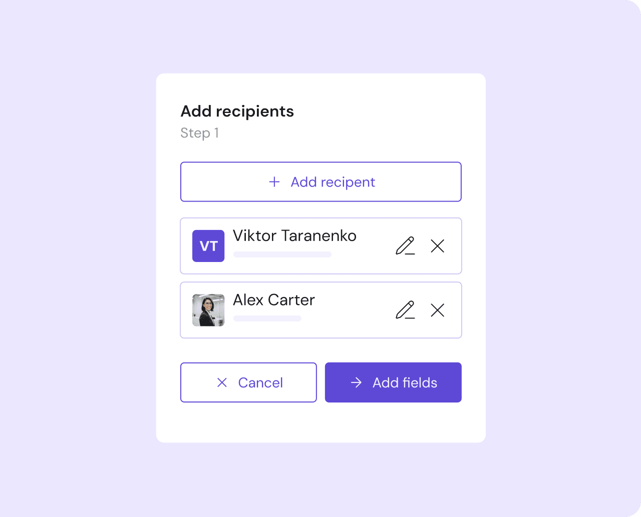 GitLaw eSign — add recipients step